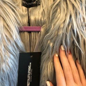 Cropped Gray Shag Fur Coat (never worn!)